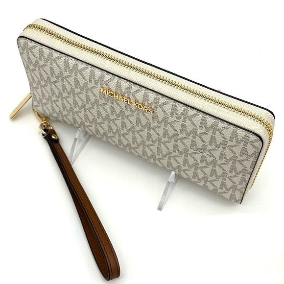 Michael Kors Large Continental Wallet Wristlet Vanilla/Brown - Picture 7 of 10